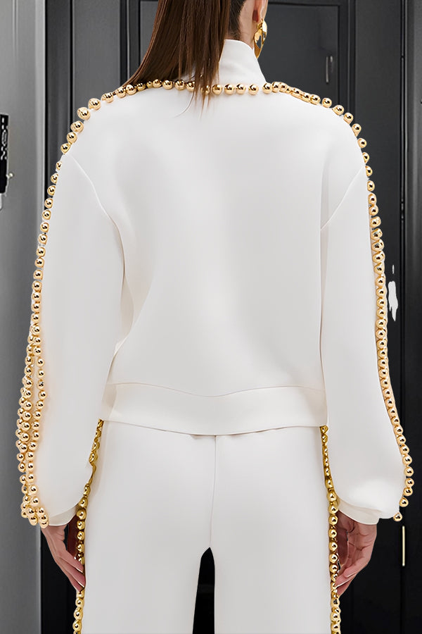 Stylish Zip Up Sweatshirt & Pants Set