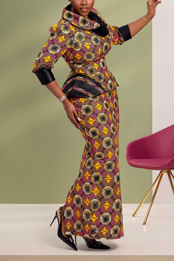 Gorgeous Graphic Print Top & Skirt Set