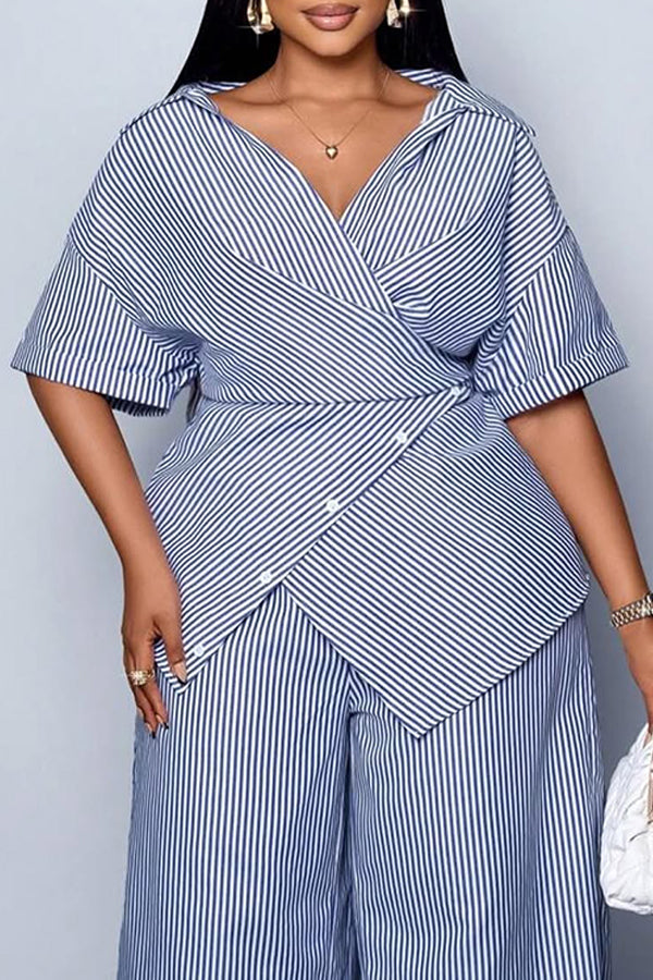 Classic Tulip Hem Blouse & Pants Set