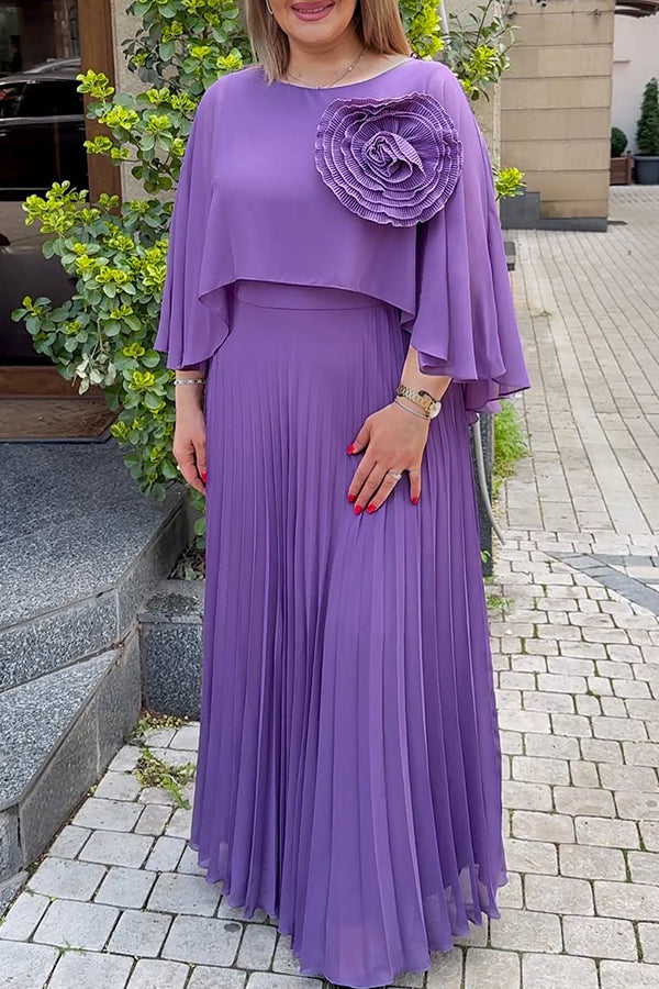 Attractive Floral Top & Mesh Pleated Long Skirt Set