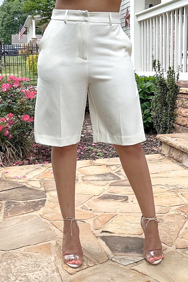Stylish Hidden Side Zip Tailored Shorts