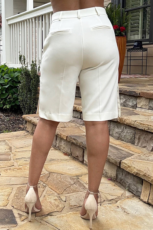 Stylish Hidden Side Zip Tailored Shorts