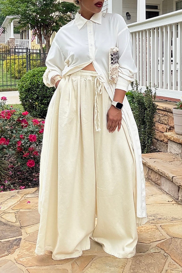 Drawstring Casual Wide Leg Pants