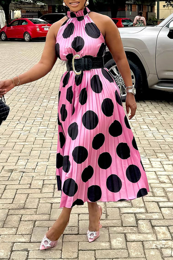 Chic Halter Polka Dot Print Dress