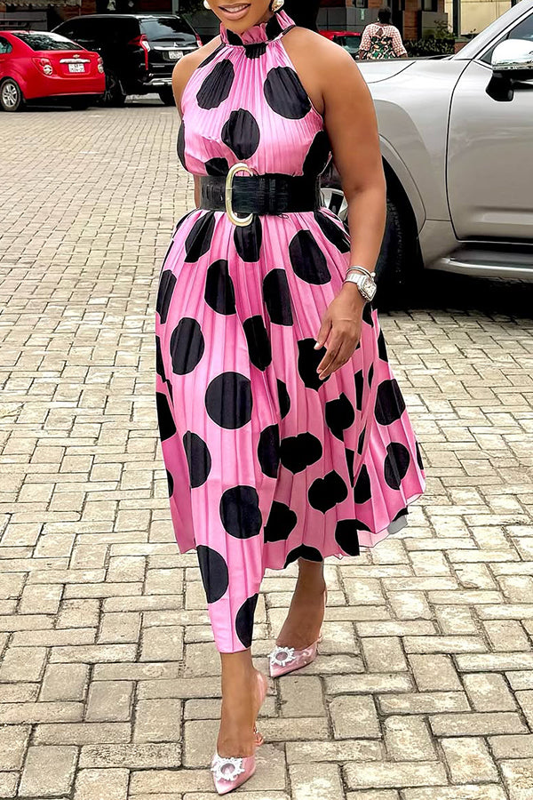 Chic Halter Polka Dot Print Dress