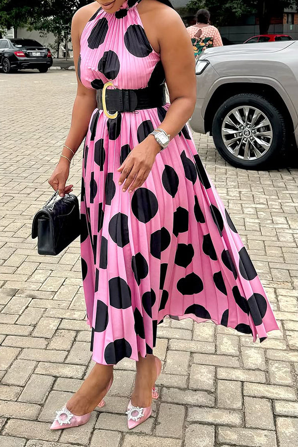 Chic Halter Polka Dot Print Dress