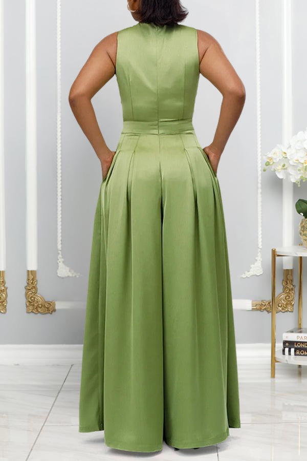 Chic Pleated Twist Front Jumpsuit
