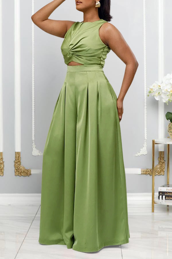 Chic Pleated Twist Front Jumpsuit