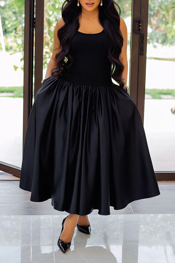 Basic Pleated Vest Maxi Dress