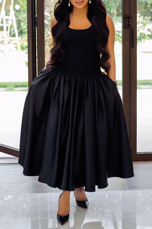 Basic Pleated Vest Maxi Dress