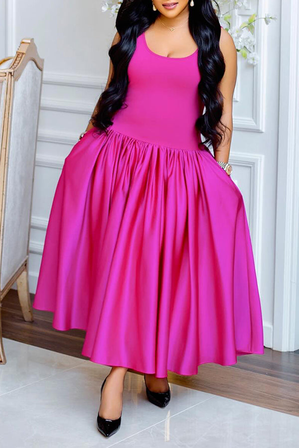 Basic Pleated Vest Maxi Dress