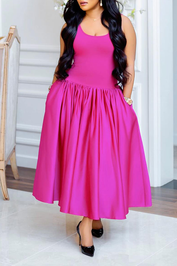 Basic Pleated Vest Maxi Dress
