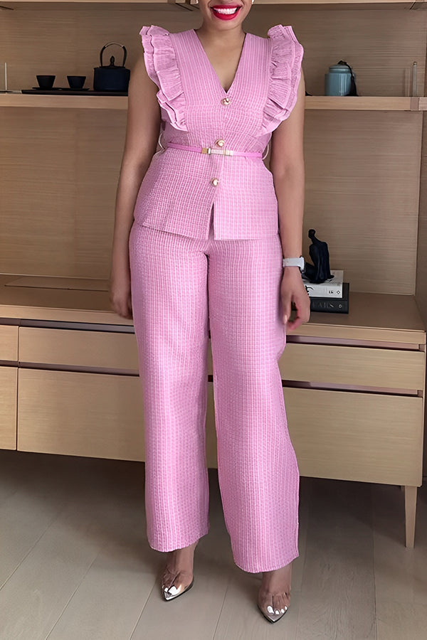 Stylish Layered Sleeve Top & Pants Set