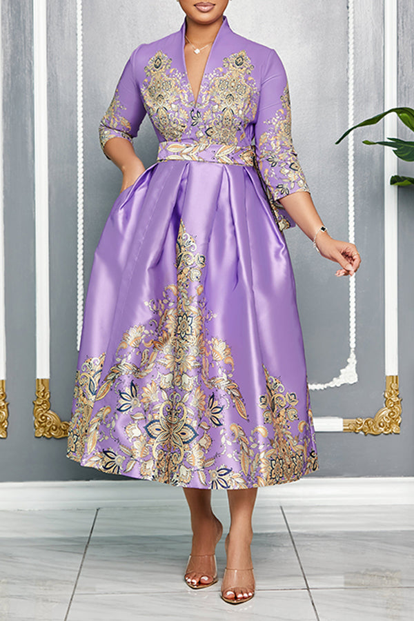Stylish Surplice Neck Printed Dress