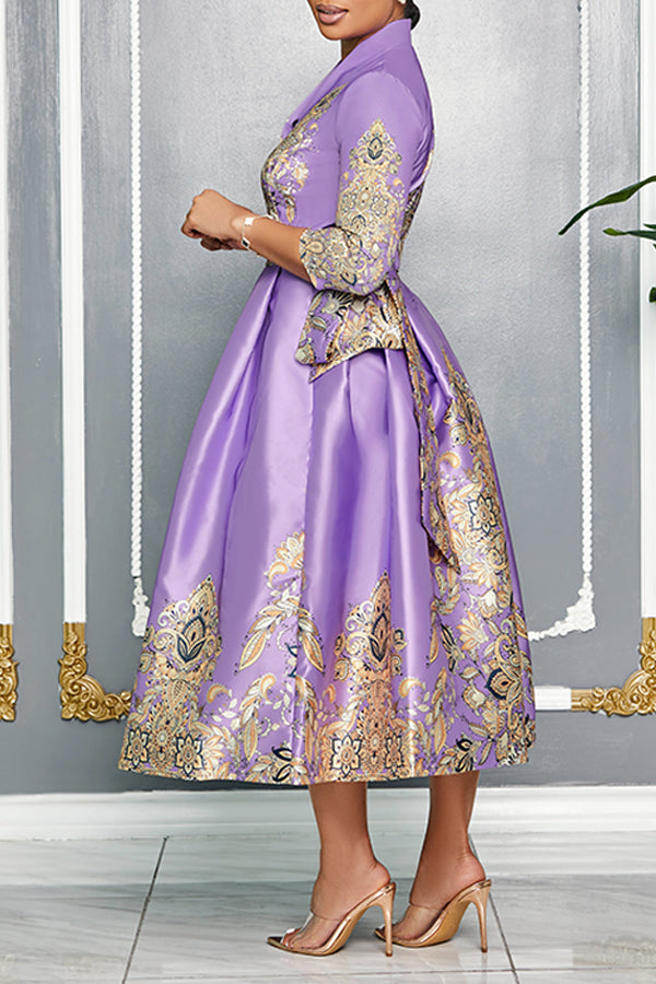 Stylish Surplice Neck Printed Dress