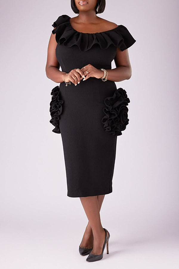 Chic 3D Layered Ruffle Flowers Dress