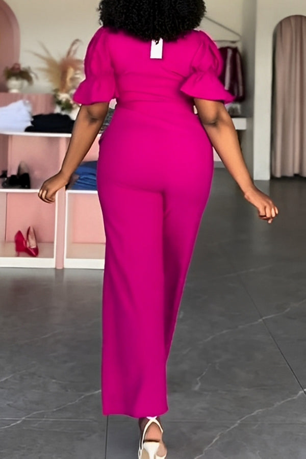 Chic Flounce Sleeve Top & Pants Set