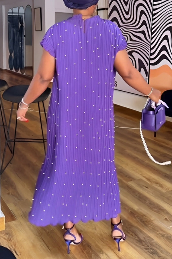 Stylish Polka Dot Print Pleated Dress