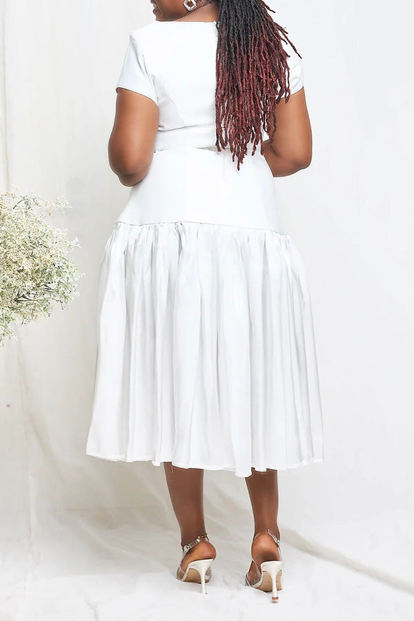 Chic Short Sleeve Ruffle Hem Dress