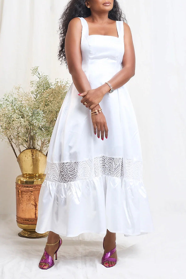 Chic Square Neck Ruffle Hem Dress