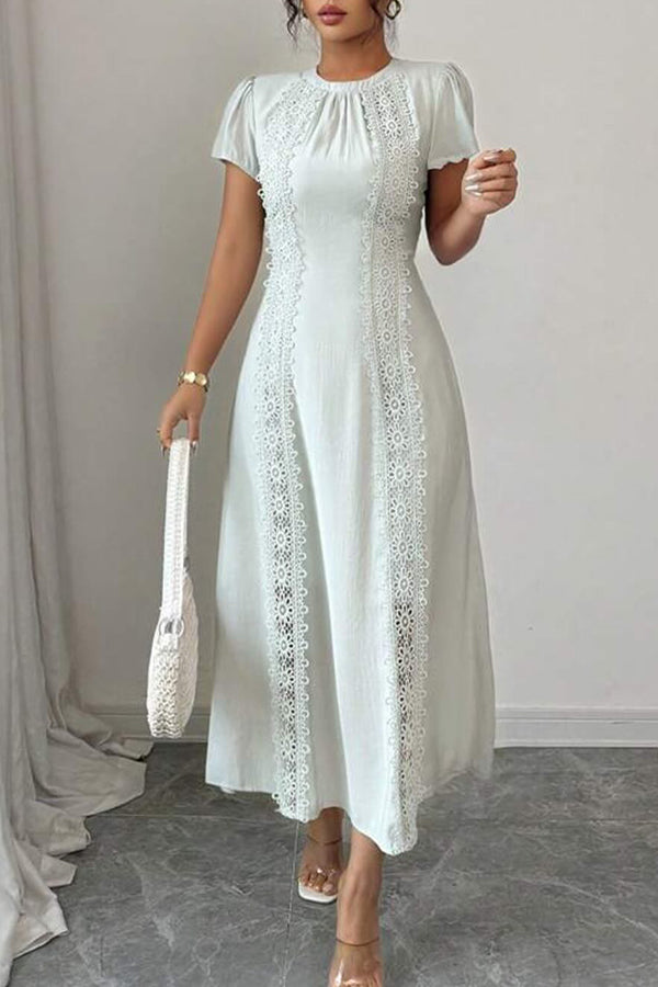 Chic Pleated Guipure Lace Dress