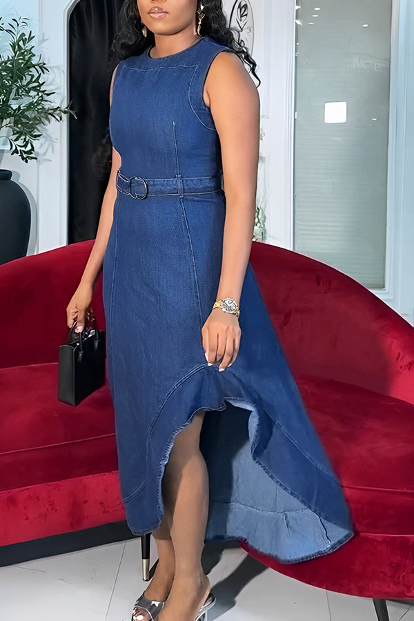 Comfy Modern Irregular Hem Denim Dress