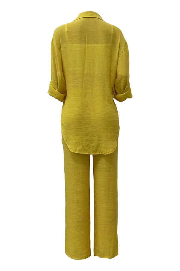 Solid Color Shirt & Pants Set