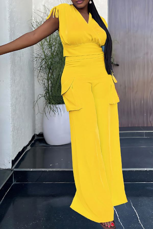 Casual V-Neck Top & Pants Set