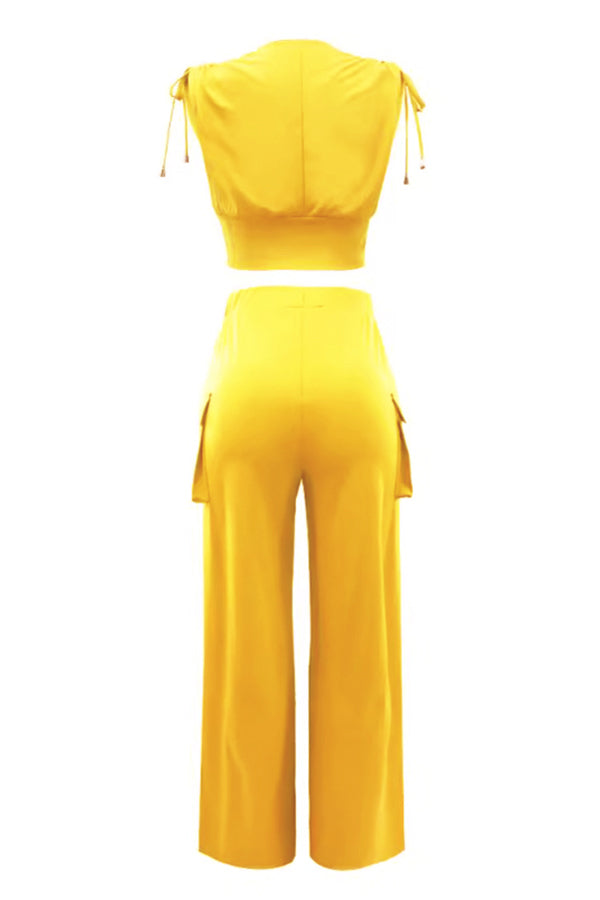 Casual V-Neck Top & Pants Set