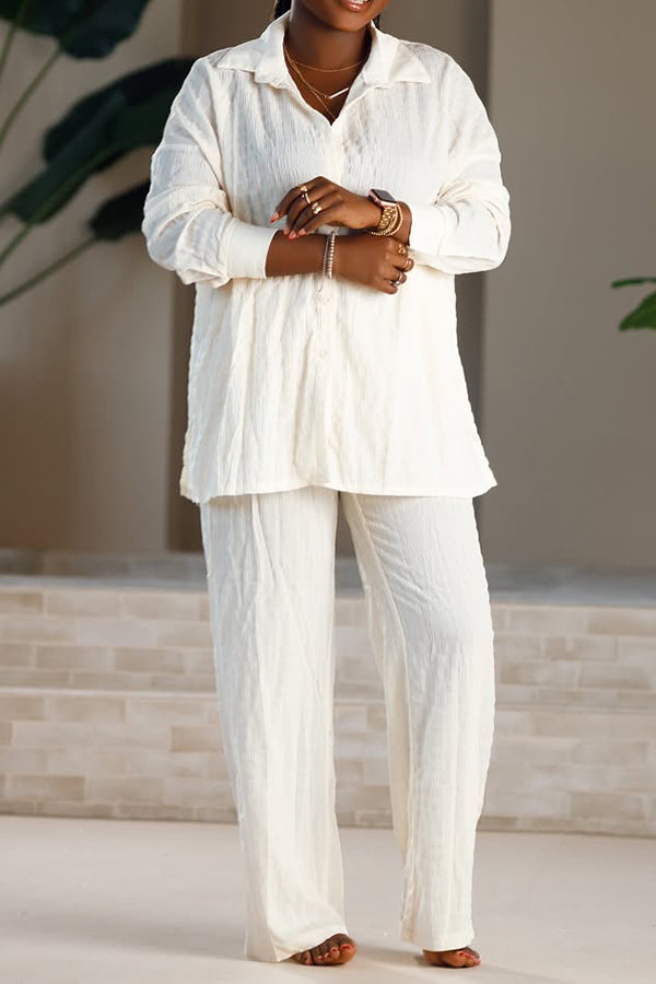 Cozy Textured Fabric Top & Pants Set