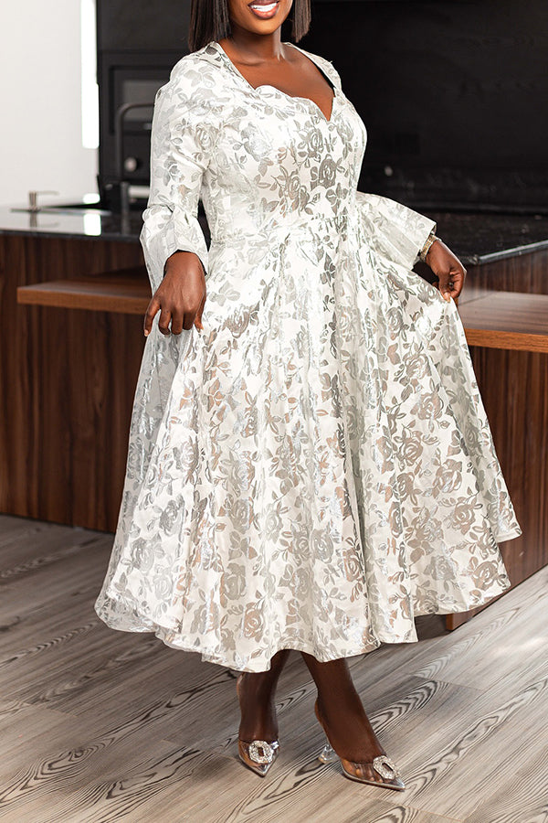 Elegant Floral Print A-line Dress