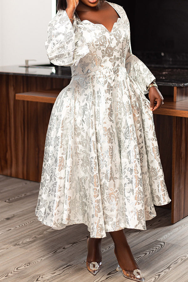 Elegant Floral Print A-line Dress
