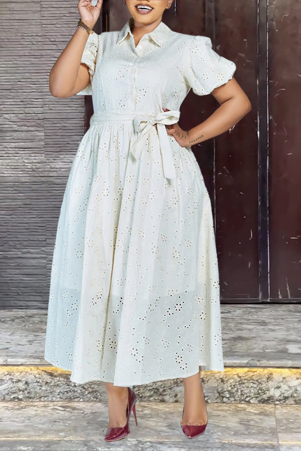 Elegant Burning Flower Craft Maxi Dress