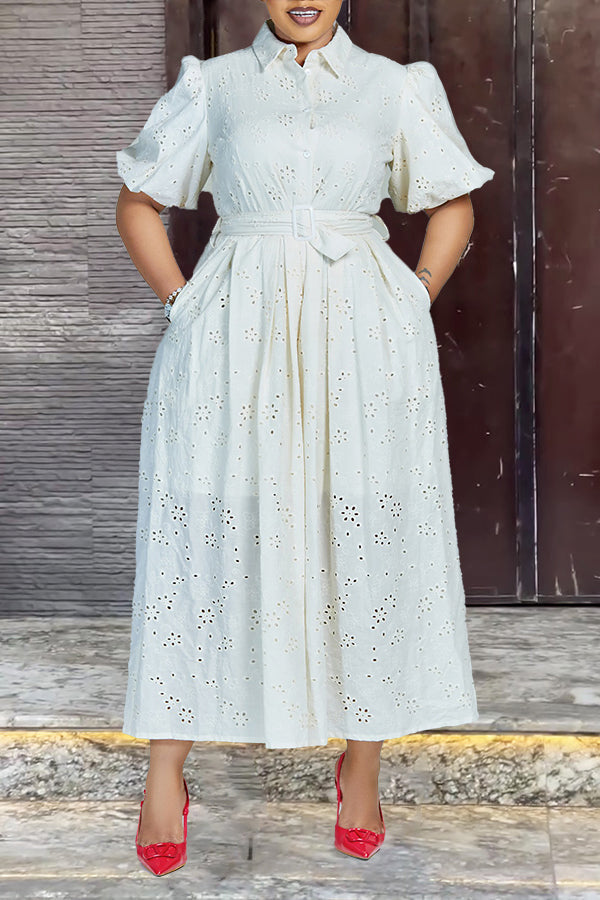 Elegant Burning Flower Craft Maxi Dress