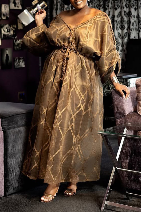 Gorgeous Allover Print Drawstring Maxi Dress