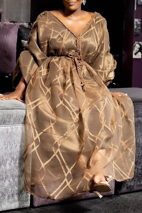 Gorgeous Allover Print Drawstring Maxi Dress