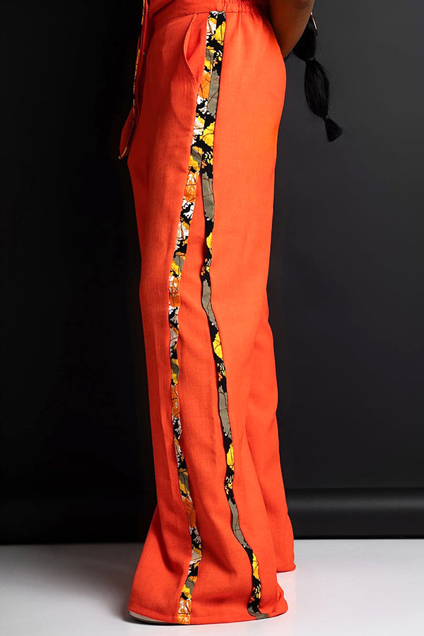 Casual Printed Patchwork Top & Pants Set