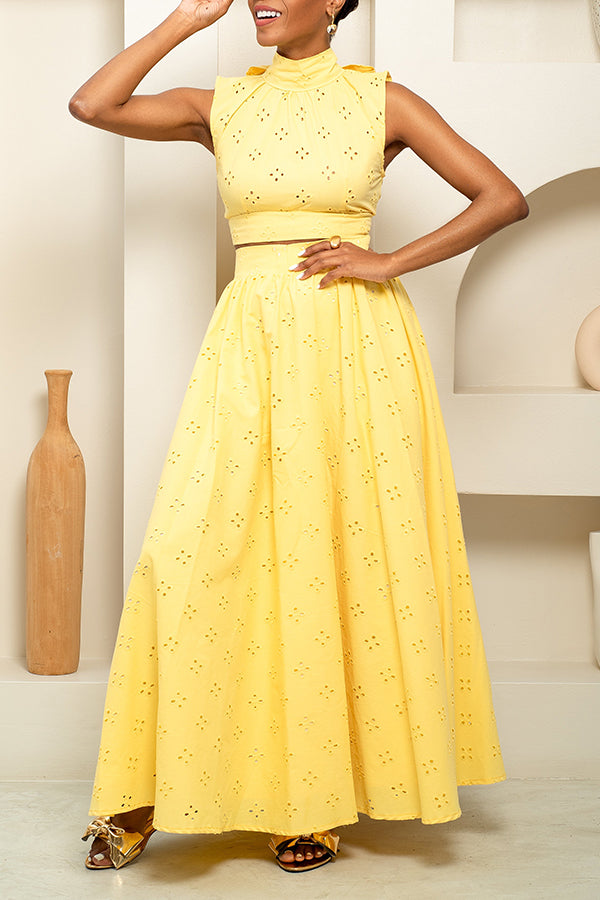 Elegant  Back Bow-tie Detail & Skirt Set
