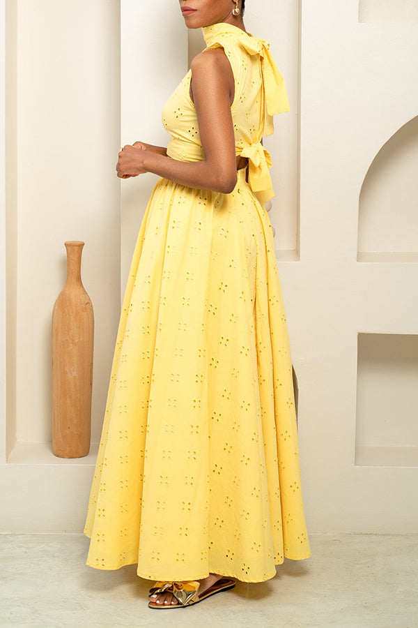 Elegant  Back Bow-tie Detail & Skirt Set