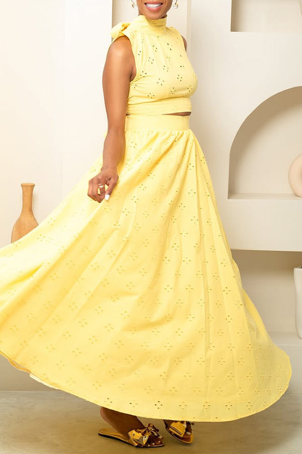 Elegant  Back Bow-tie Detail & Skirt Set