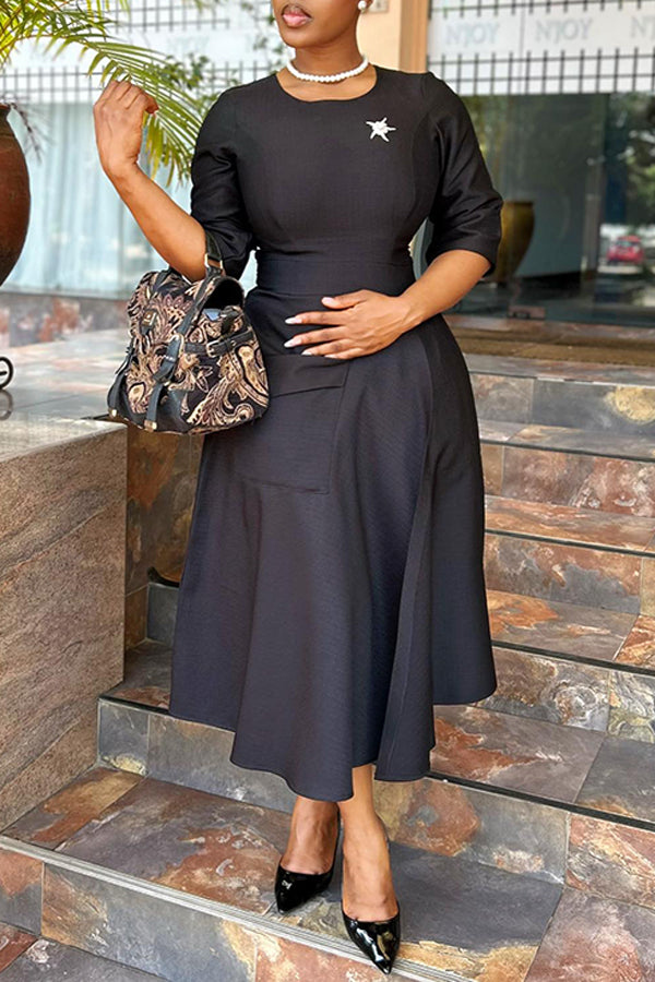 Classic Patched Pocket A-line Dress