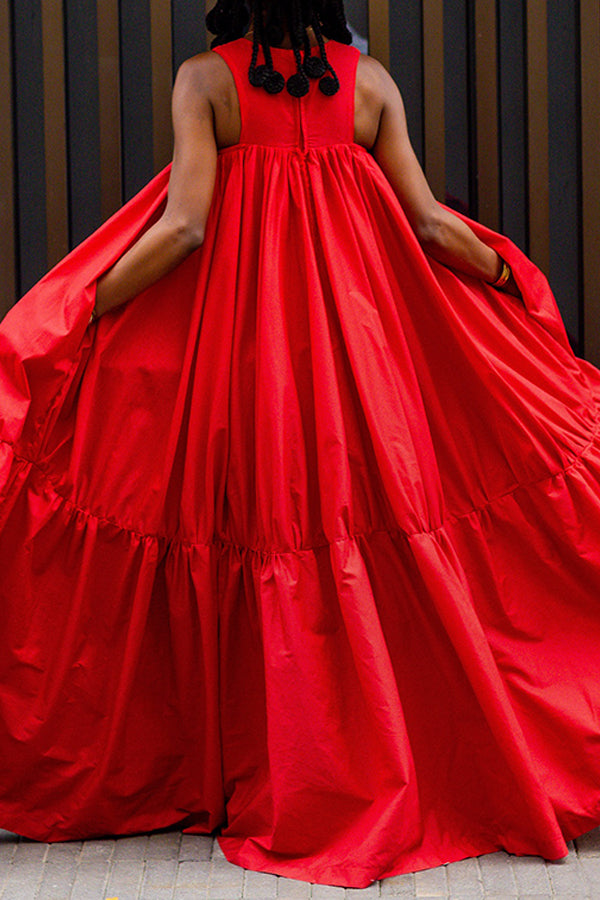 Vacation Bow Front Pleated Maxi Dress