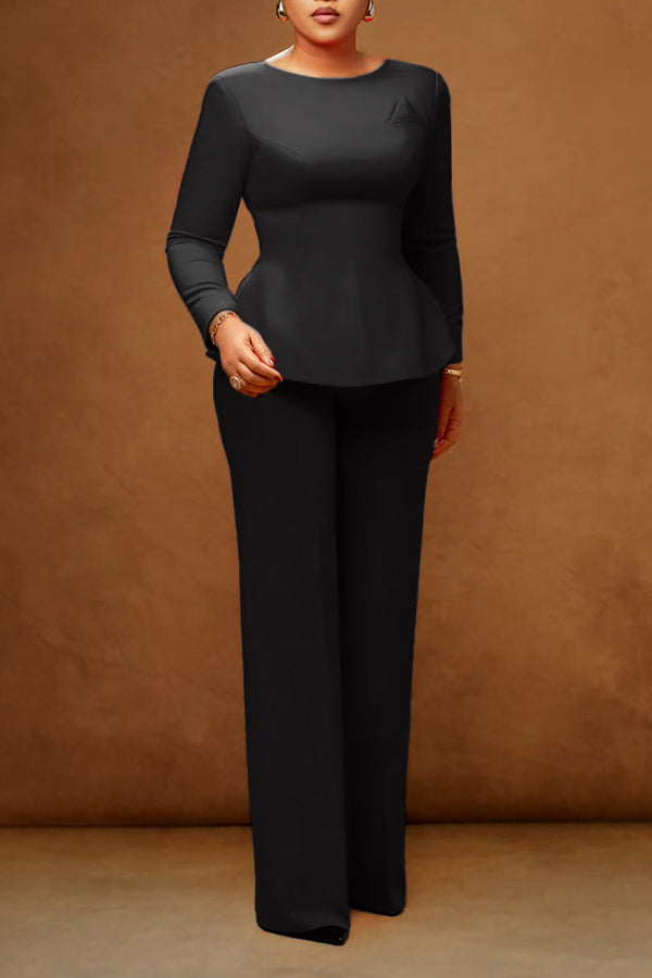 Elegant Boat Neck Top & Pants Set