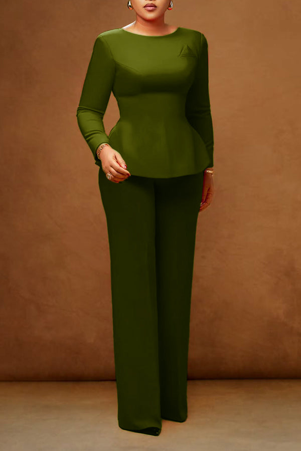 Elegant Boat Neck Top & Pants Set