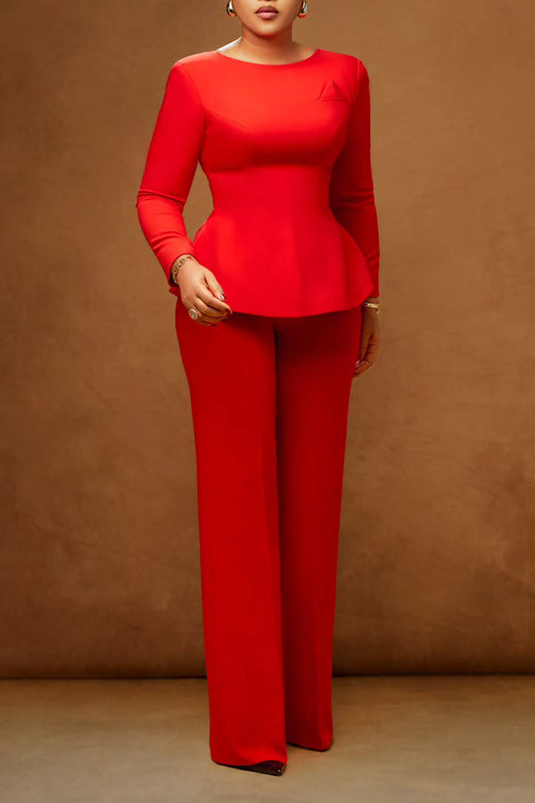 Elegant Boat Neck Top & Pants Set