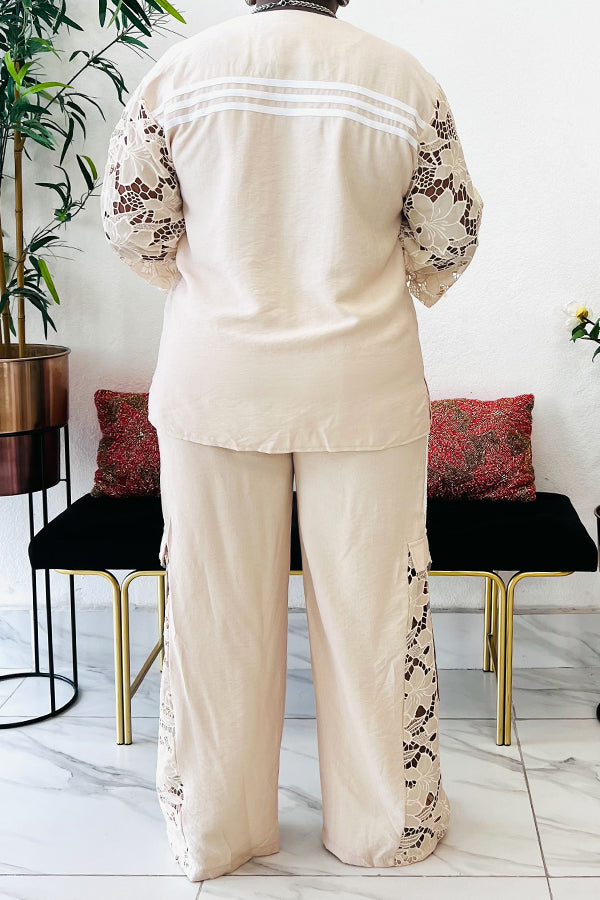 Elegant Cutout Sleeve Top & Pants Set