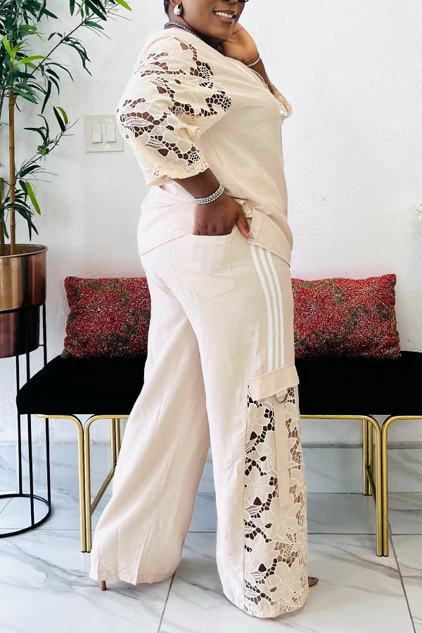 Elegant Cutout Sleeve Top & Pants Set