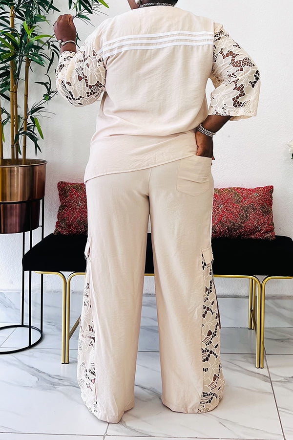 Elegant Cutout Sleeve Top & Pants Set
