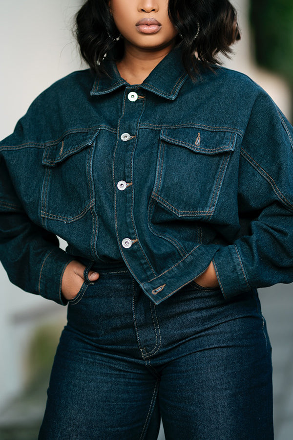 Casual Denim Jacket & Pants Set