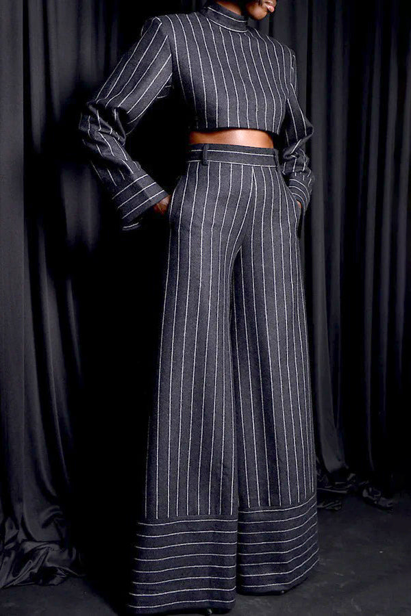 Vintage Stripe Crop Top & Pants Set